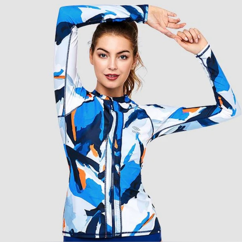 Axesea Lost In Pacific Long Sleeve Zip UPF 50 Rash Guard